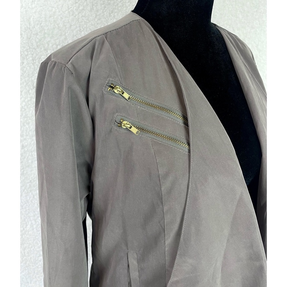 PINKMELO • Grey/Gold Drape Front Jacket, S - Picture 5 of 14